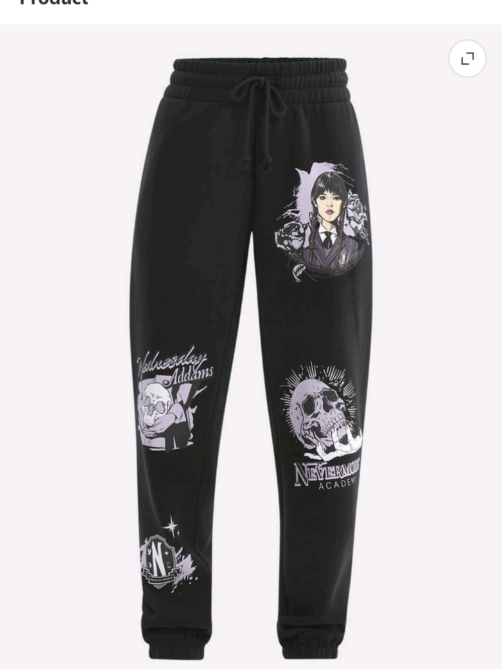 Wednesday Addams Graphic Black Jogger Pants - Picture 2 of 2